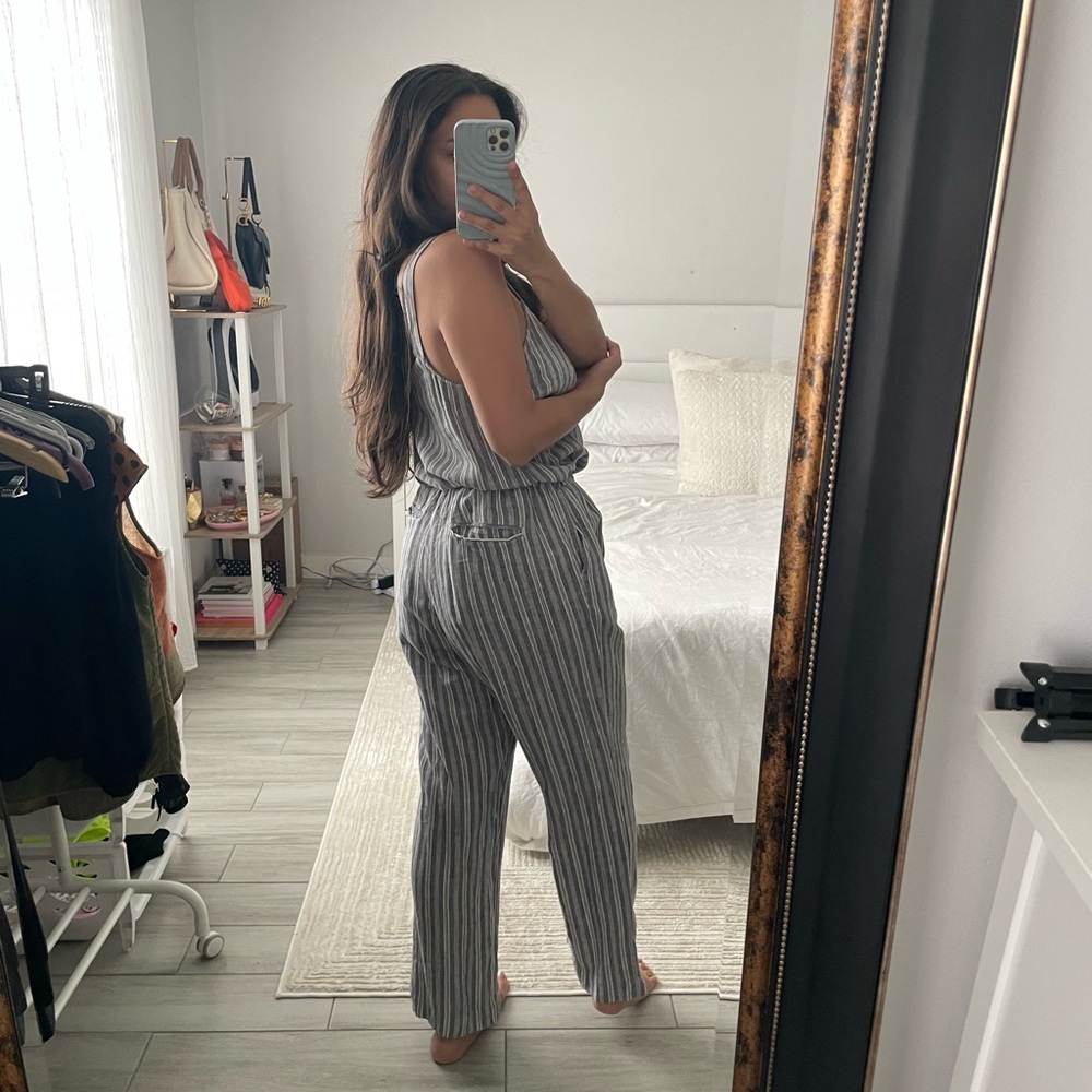 RAILS Linen Blue & White Striped Jumpsuit - Picture 4 of 4